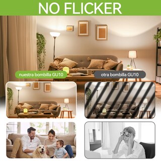 Foto 6 | Foto 6 | Gu10 Foco Led Bombilla Paquete De 6 Regulable Luz Blanca/cálida/neutra 7w Equivalente A 50w 450lm Recambio De Luz De Foco Para