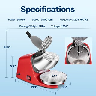 Foto 8 | Foto 8 | Vivohome Máquina Trituradora De Hielo Eléctrica Para Máquina De Afeitar De Hielo Color Rojo 155 Lb/h Con Púa De Hielo Para Us