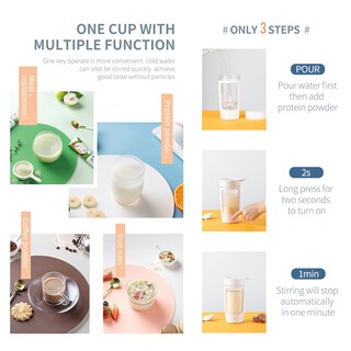 Foto 7 | Foto 7 | Daasigwaa - Botella Eléctrica De Proteínas Tritan | Sin Bpa | Botellas Batidoras De 22 Onzas Recargables Mezclador Portátil De