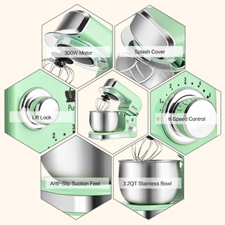 Foto 6 | Foto 6 | Mezclador De Pie De Cocina En Caja Mini Mezclador Eléctrico De Alimentos De 3.2 Cuartos De Galón Mezclador De Cocina Portátil