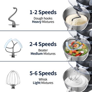 Foto 5 | Foto 5 | Batidora De Pie Geft P De 6 Velocidades 600 W Acero Inoxidable Negra 6 Cuartos Apto Para Lavaplatos