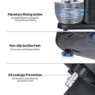 Foto 8 | Foto 8 | Batidora De Pie Geft P De 6 Velocidades 600 W Acero Inoxidable Negra 6 Cuartos Apto Para Lavaplatos