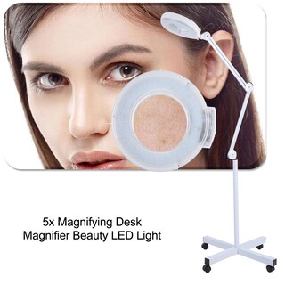 Foto 2 | Foto 2 | Lámpara De Pie De Lupa 5 Luces Led De Lente De Vidrio Luz Facial Piso Rodante Salón De Pie Belleza Cuidado De La Piel Equ