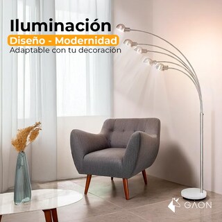 Foto 6 | Foto 6 | Lampara De Piso Diseño Moderno Estilo Industrial Con Base De Marmol Estructura De Metal De Luz Ajustable Perfecta Para Crear Amb