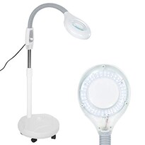 Lámpara De Pie Con Soporte De Lupa Lente De Aumento Led Dioptría 3x Soporte De Altura Ajustable Lámpara De Luz Fría Y 5 Rueda