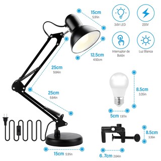 Foto 5 | Foto 5 | Txg Luz De Lectura Con Brazo De Metal Negro