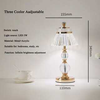 Foto 2 | Foto 2 | Lámpara De Mesa Sin Cuerda Lámpara De Carga Dorada Luz Táctil Ajustable Tricolor Lámpara De Mesa Retro Portátil Al Aire Libre