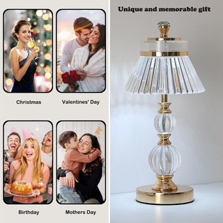 Foto 4 | Foto 4 | Lámpara De Mesa Sin Cuerda Lámpara De Carga Dorada Luz Táctil Ajustable Tricolor Lámpara De Mesa Retro Portátil Al Aire Libre