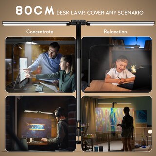 Foto 8 | Foto 8 | Quntis Lampara Escritorio Led Luz De Escritorio De Doble Cabeza Con Cuello De Cisne Flexible 25 Modos De Iluminación Cuidado D