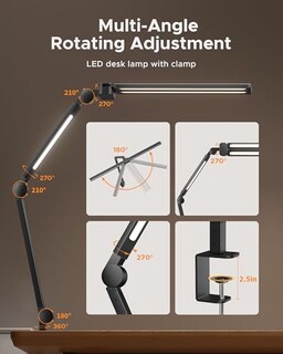 Foto 2 | Foto 2 | Ngteco - Lámpara Led De Computadora Con Abrazadera Lámpara De Arquitecto Con Brazo Oscilante Ajustable Luz De Computadora Ultr