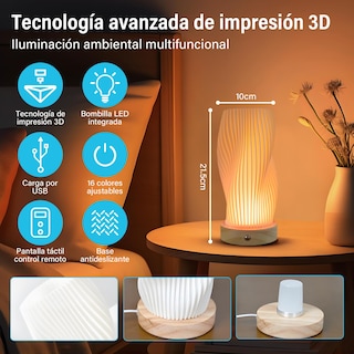 Foto 2 | Foto 2 | Galasala Lampara De Buro Noche Lamparas De Mesa Recamara Lampara De Noche Recamara Decorativa Con Control Remoto Y Control Tác