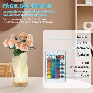 Foto 3 | Foto 3 | Galasala Lampara De Buro Noche Lamparas De Mesa Recamara Lampara De Noche Recamara Decorativa Con Control Remoto Y Control Tác