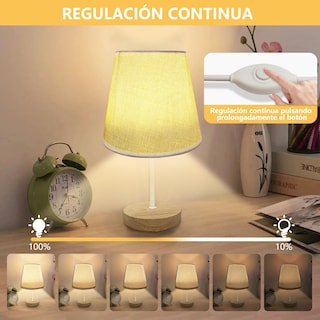 Foto 4 | Foto 4 | Abuda Lámpara De Mesa Usb Con Pantalla De Lino De Tela Lámpara De Mesilla De Noche De Regulación Continua Lámpara De Escritorio