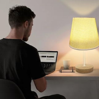 Foto 7 | Foto 7 | Abuda Lámpara De Mesa Usb Con Pantalla De Lino De Tela Lámpara De Mesilla De Noche De Regulación Continua Lámpara De Escritorio