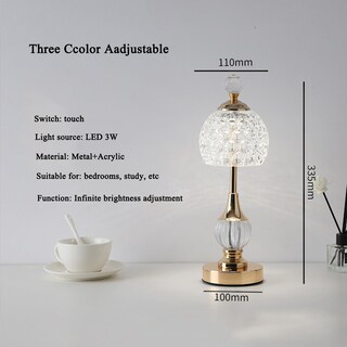 Foto 2 | Foto 2 | Lámpara De Mesa Sin Cuerda Lámpara De Carga Dorada Luz Táctil Ajustable Tricolor Lámpara De Mesa Retro Portátil Al Aire Libre