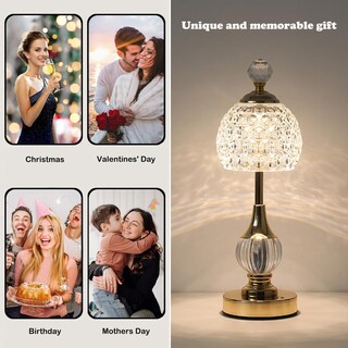 Foto 3 | Foto 3 | Lámpara De Mesa Sin Cuerda Lámpara De Carga Dorada Luz Táctil Ajustable Tricolor Lámpara De Mesa Retro Portátil Al Aire Libre