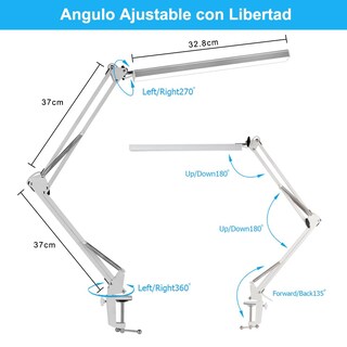 Foto 6 | Foto 6 | Ingequis Lámpara De Escritorio Led De 10w 3 Modos De Luz Con 20 Brillos Infinitos Ajustables Lámpara De Mesa Plegable Y Rotabl