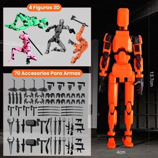 Foto 3 | Foto 3 | Gvfyy Juego De 4 Lucky Dummy T13 Figure Robot Multiarticulado Impreso Pvc 3d Titan 13 Action Figure Maniquí Modelo De Activid