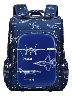 Foto 1 | Foto 1 | Mochila Escolar Impremeable 3d De Niños Con Avión De Combate Color Azul Oscuro Pokachila 96842