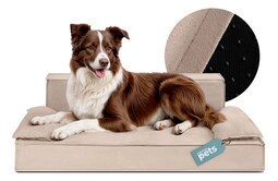 Sofá Cama Ortopédica Memory Foam Para Mascota Perro Grande Esquimal Pets Champagne 95x65x26cm