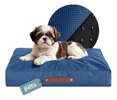 Cama Antiestrés Para Perro Chico Gato Colchoneta Foam Mascota Lavable Esquimal Pets Azul 65x45 Cm