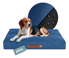 Cama Perro Mediano Colchoneta Foam Mascota Esquimal Pets Color Azul Diseño Liso