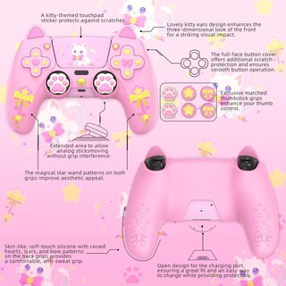 Foto 2 | Foto 2 | Playvital Sweetheart Kitty Funda De Silicona Para Ps5 Mando Con Tapas Para Joysticks & Pegatinas Agarre Suave Antideslizante De