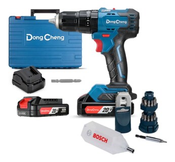 Foto 1 | Foto 1 | Combo Rotomartillo Atornillador Inalámbrico 20v Dongcheng Dcjz2050iam Con 2 Baterías Y Cargador + Juego De 25 Puntas Bosch Para