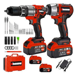 Foto 1 | Foto 1 | Alsonew Set De Taladro Eléctrico Y Llave Inglesa Con 2 Baterías De 48 V Color Rojo.