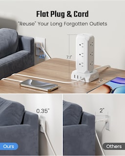 Foto 3 | Foto 3 | Superdanny Torre Multicontacto De Carga Rapida 35w 2m Extension Plana 12 Tomas + 4 Usb (2 Tipo-c) Con Protección 1700j Multi