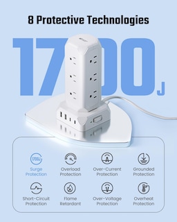 Foto 4 | Foto 4 | Superdanny Torre Multicontacto De Carga Rapida 35w 2m Extension Plana 12 Tomas + 4 Usb (2 Tipo-c) Con Protección 1700j Multi