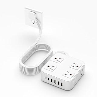 Foto 1 | Foto 1 | Cozome Regleta 10ft Con 8 Tomas Y 4 Usb Y 2 Usb-c 18w Carga Rápida Protector Contra Sobretensiones Enchufe Plano Ultradelgado