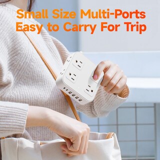 Foto 3 | Foto 3 | Cozome Regleta 10ft Con 8 Tomas Y 4 Usb Y 2 Usb-c 18w Carga Rápida Protector Contra Sobretensiones Enchufe Plano Ultradelgado