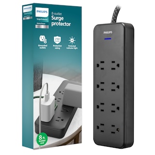 Foto 1 | Foto 1 | Philips Ezfit - Tira De Alimentación Con Protector De Sobretensiones De 8 Tomas Cable De Extensión Trenzado De 8 Pies Tomas Am