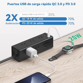 Foto 3 | Foto 3 | Qianmu Regleta Multicontacto Escritorio Electrica Para Clip De Mesa 13 Salidas Con Protección Contra Sobretensiones 9ac+3usb-a