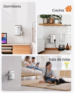 Foto 7 | Foto 7 | Lencent Cargador De Pared Con Usb Carga Rápida 1875w Protector De Sobretensión 6 Salidas+ 2 Puertos Qc3.0 + 1 Pd20w Multicont