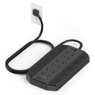 Foto 1 | Foto 1 | Tessan Regleta Multicontacto 1 8 Metros Extension Electrica Con 4000j Protección De Sobretensiones Plano Enchufe Multiple Con