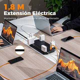Foto 4 | Foto 4 | Tessan Regleta Multicontacto 1 8 Metros Extension Electrica Con 4000j Protección De Sobretensiones Plano Enchufe Multiple Con