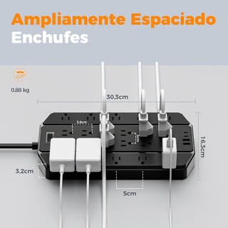 Foto 5 | Foto 5 | Tessan Regleta Multicontacto 1 8 Metros Extension Electrica Con 4000j Protección De Sobretensiones Plano Enchufe Multiple Con
