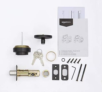 Foto 3 | Foto 3 | Amazon Basics - Cerradura De Puerta Redonda Contemporánea De Cerrojo De Un Solo Cilindro Bronce Aceitado