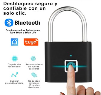 Foto 3 | Foto 3 | Zinker Candado Inteligente Bluetooth Con Desbloqueo Por Huella Compatible Con Apps Tuya Smart Y Smart Life