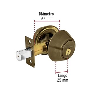 Foto 2 | Foto 2 | Hermex Basic Cero-22p Cerrojo Doble Cilindro Latón Antiguo