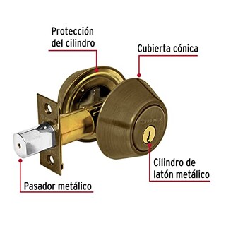 Foto 3 | Foto 3 | Hermex Basic Cero-22p Cerrojo Doble Cilindro Latón Antiguo