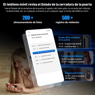 Foto 4 | Foto 4 | Cerradura Inteligente Cerradura Electronica Inteligente Con 7 Métodos Apertura Cerradura De Seguridad Multifuncional Con Wisho