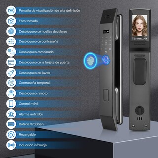 Foto 8 | Foto 8 | Cerradura Inteligente Cerradura Electronica Inteligente Con 7 Métodos Apertura Cerradura De Seguridad Multifuncional Con Wisho