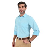 Camisa Michel Blanc Tipo Lino Azul Turquesa