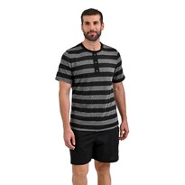 Pijama Michel Blanc Manga Corta Shorts Gris Con Rayas