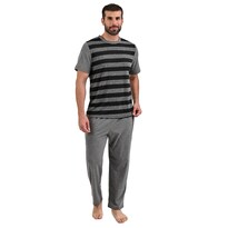 Pijama Michel Blanc Manga Corta Pantalón Gris Con Playera Gris Y Negro