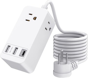 Foto 1 | Foto 1 | Lsxd Multicontacto Enchufe Multifuncional Con 1 Puerto Type-c Y 2 Usb regleta De Alimentación 3 Salidas Con Protector De Sobret