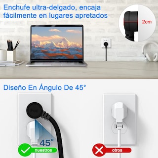 Foto 2 | Foto 2 | Lostrain Regleta De Alimentación multicontactos Usb Con 3 Ca(10a) Y 3 Usb A Protector Contra Sobretensiones 1.2m 6 En 1 Conector